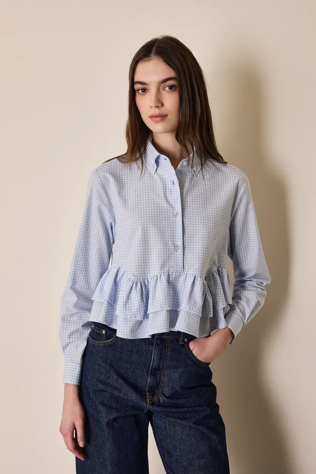 Button-down ruffled shirt