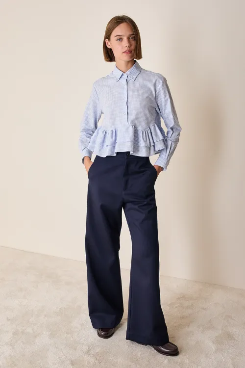 Button-down ruffled shirt