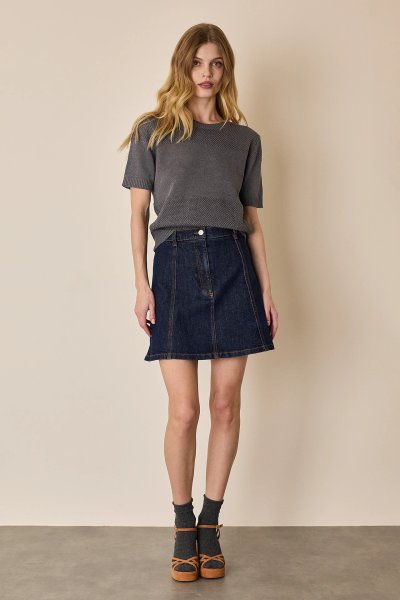 Panelled denim skirt