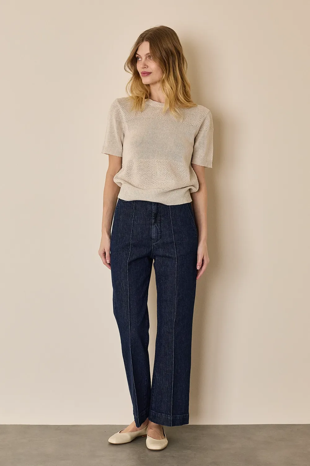 Pantaloni in denim con piega