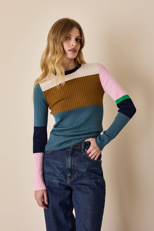 Color block crewneck