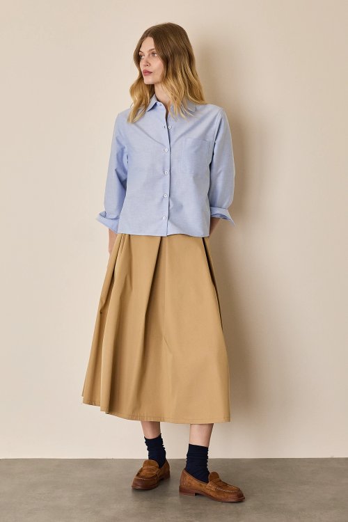 Midi skirt with box pleats