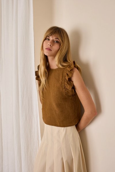 Linen top with hemstitch