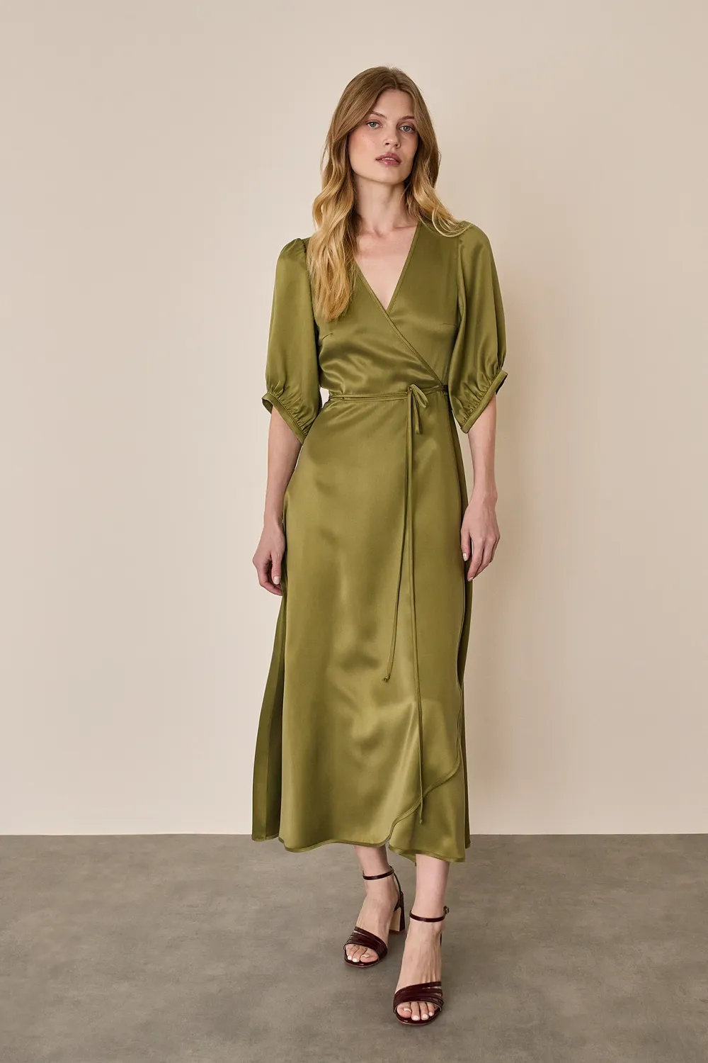 Silk crepe de chine wrap dress