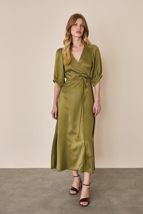 Silk crepe de chine wrap dress