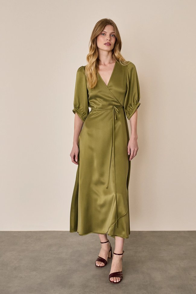 Silk crepe de chine wrap dress