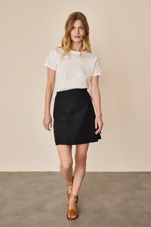 Linen wrap mini skirt
