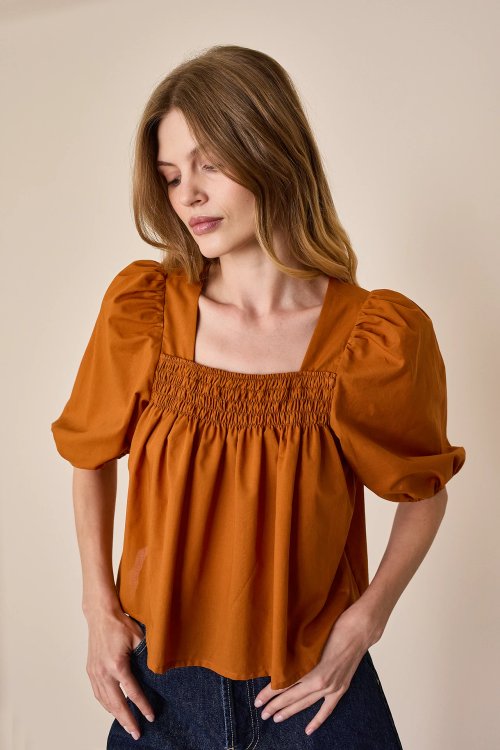 Top with puff sleeves