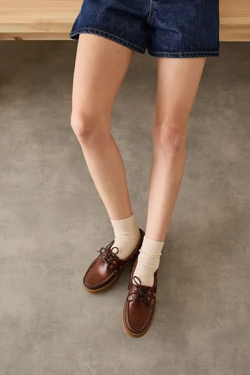 Rubber sole boat shoes – Bianco