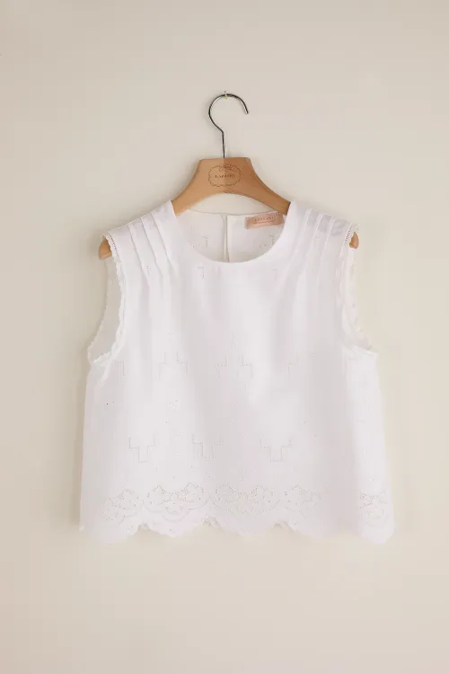 Top in tessuto ricamato vintage