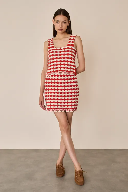 Crochet-inspired jacquard skirt 