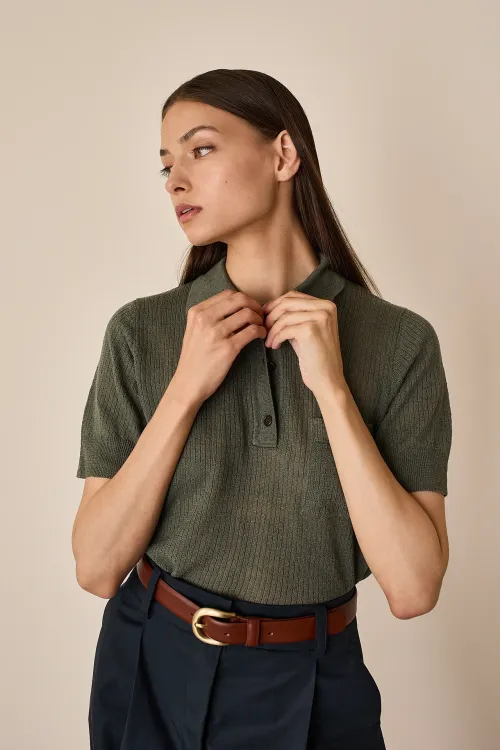 Linen and cotton polo