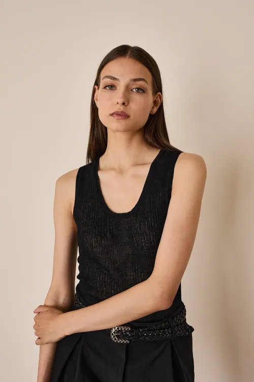 Linen and cotton tank top