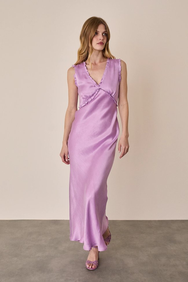 Long dress with crossed bodice
