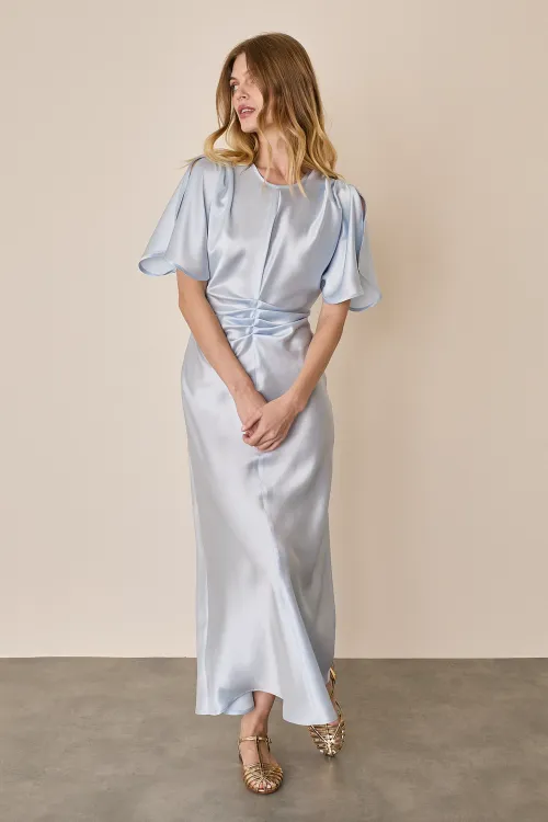 Silk cape sleeve dress