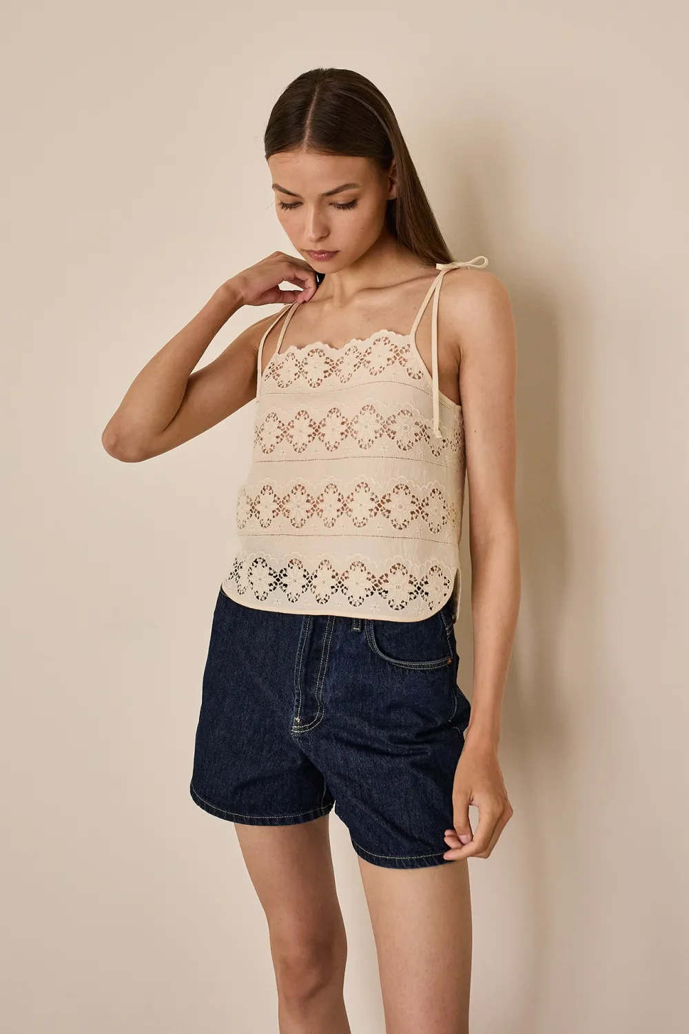 Vintage cotton broderie anglaise top