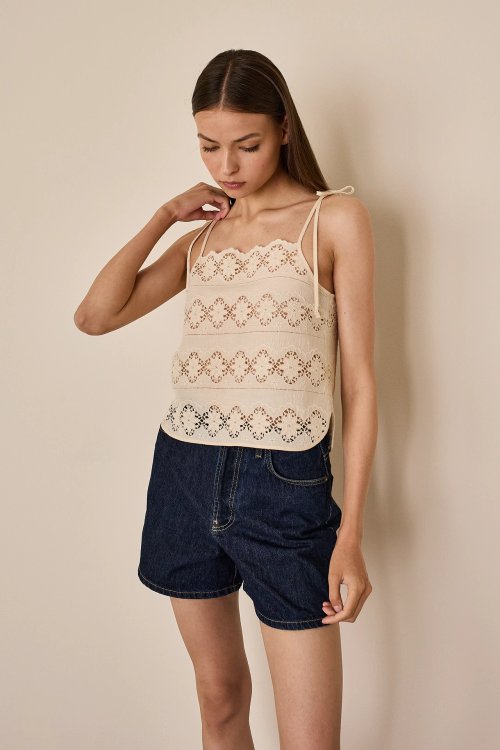 Vintage cotton broderie anglaise top