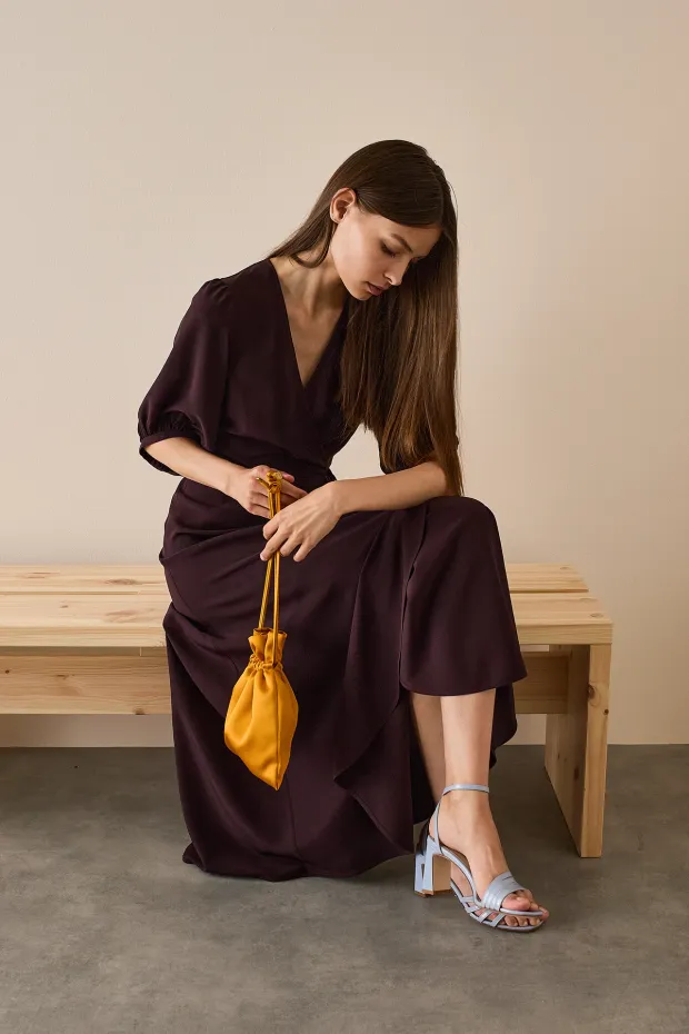 Silk crepe de chine wrap dress