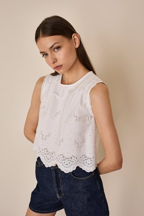 Vintage embroidered fabric top