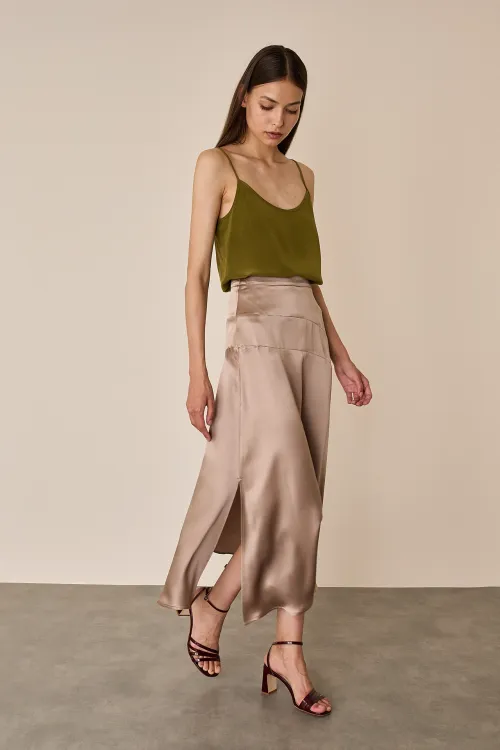 Gonna in satin di seta con baschina