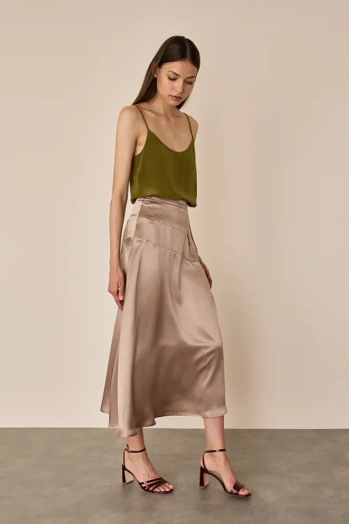 Gonna in satin di seta con baschina