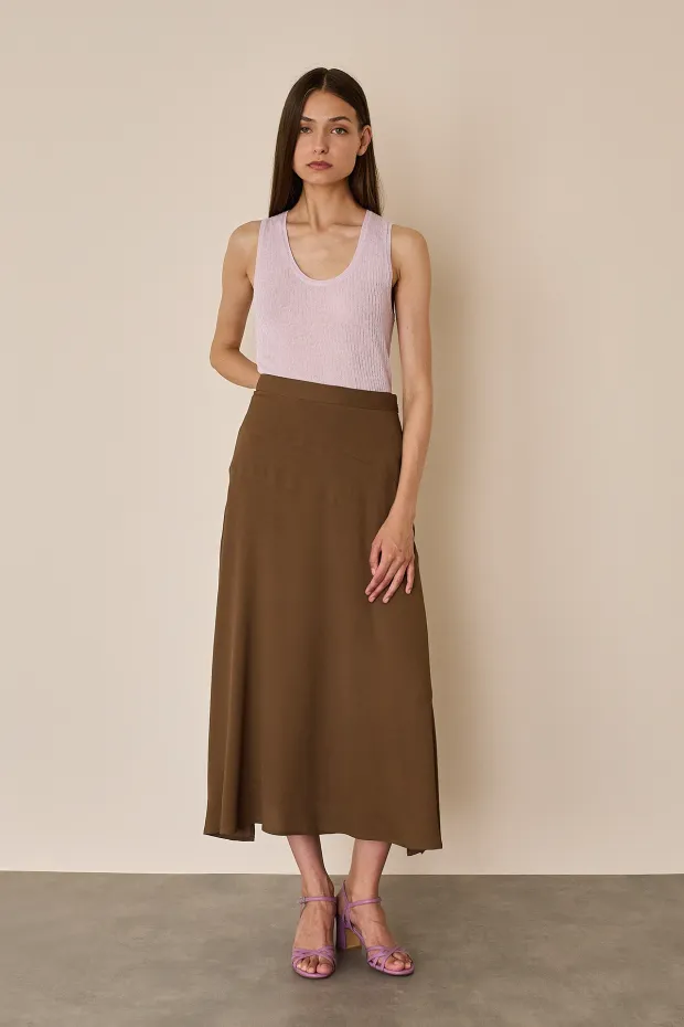 Silk-blend skirt with shaped waistband