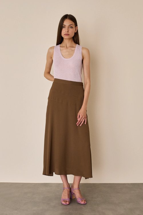 Silk-blend skirt with shaped waistband