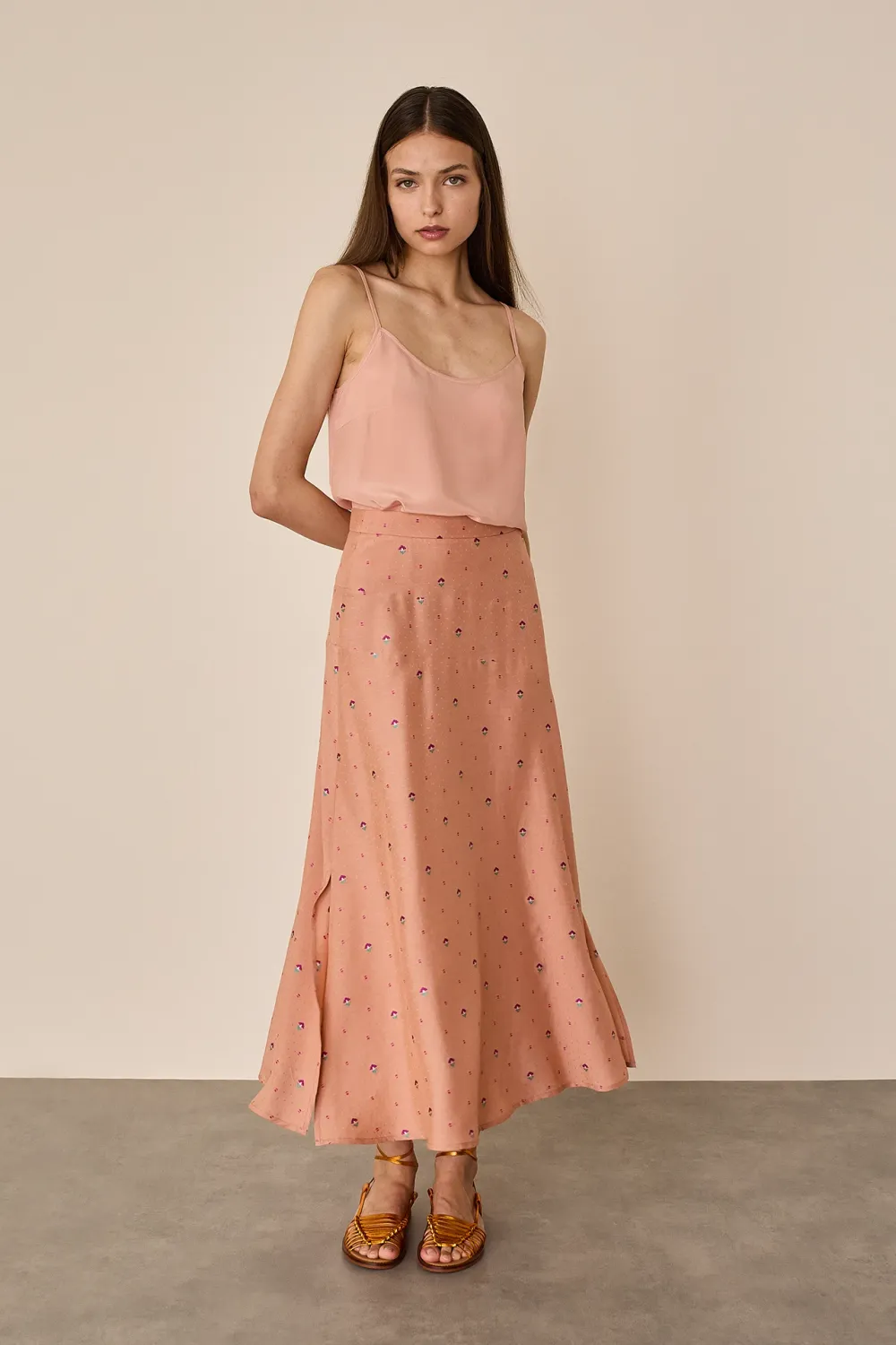 Fil coupé skirt with shaped waistband