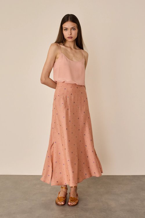 Fil coupé skirt with shaped waistband
