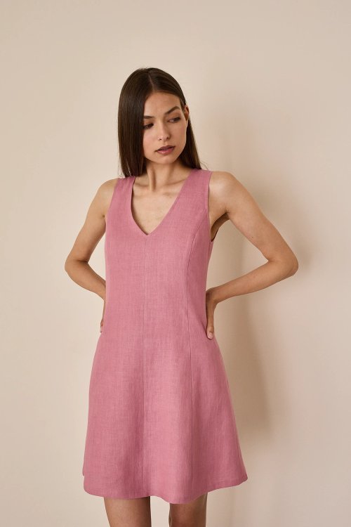 Linen V-neck dress