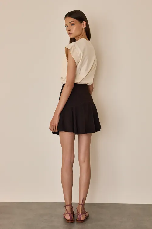 Fluid mini skirt with built-in shorts