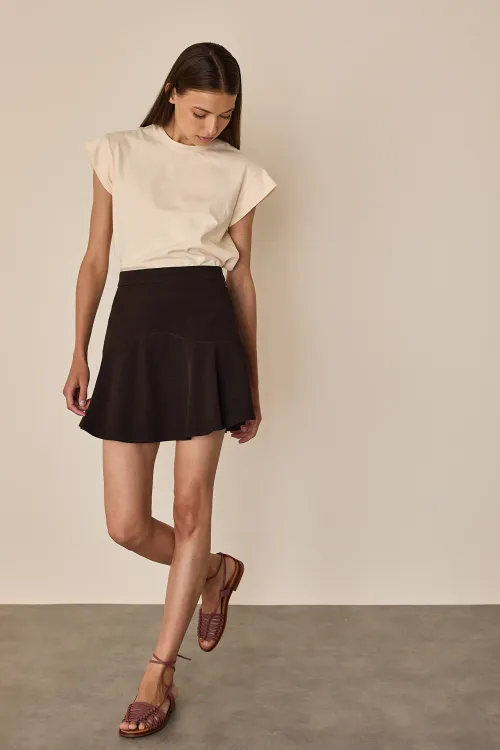 Fluid mini skirt with built-in shorts