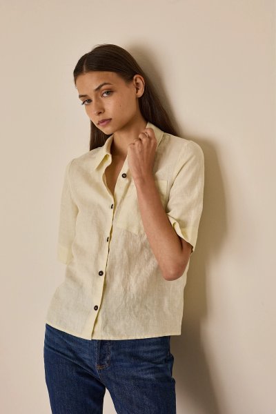 Camicia in lino a maniche corte