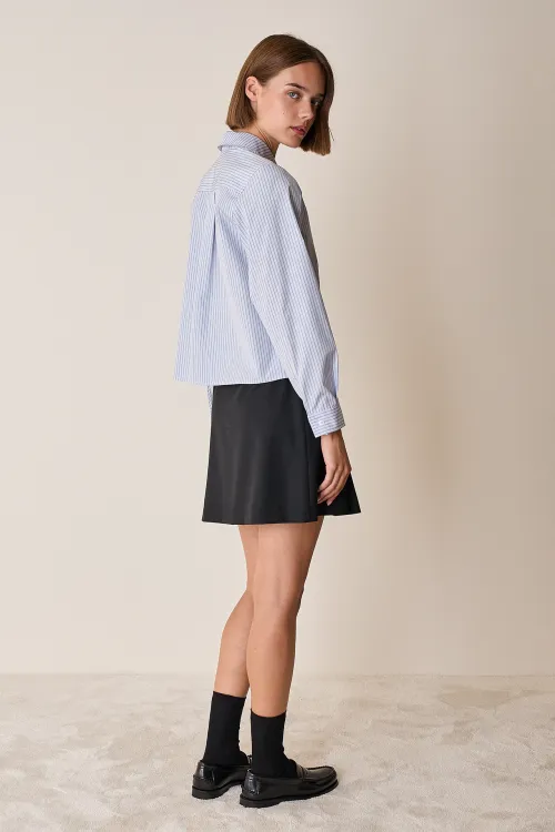 Cotton shirt with rounded collar