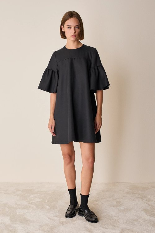 Structured dress with bell sleeves