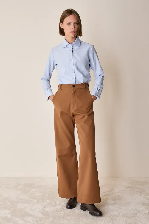 Pantaloni a vita alta in lana vergine