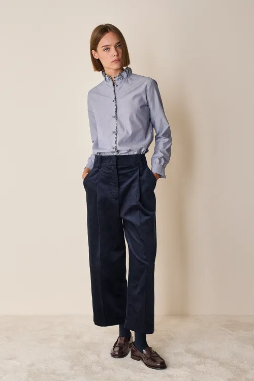 Pantaloni in velluto a coste con piega