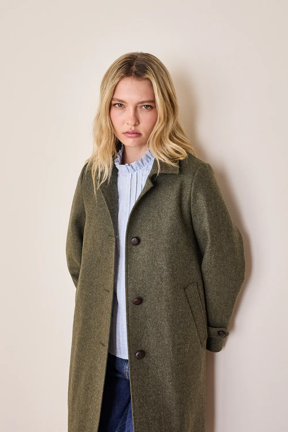 Loden-style virgin wool coat