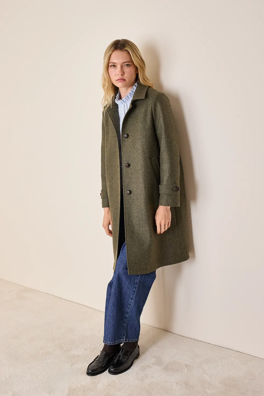 Loden-style virgin wool coat