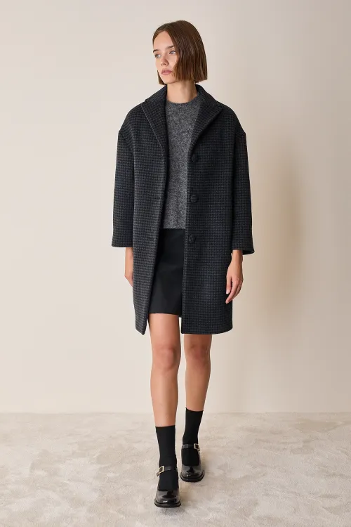 Cappotto a uovo in lana e cashmere
