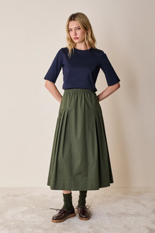 Midi skirt with pleated details