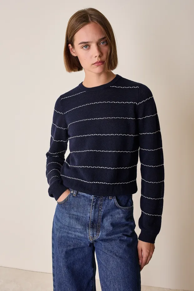 Striped crew neck sweater