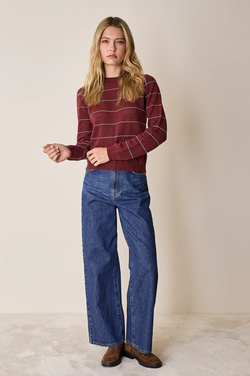 Striped crew neck sweater