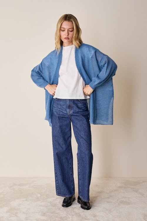Mohair knit kimono cardigan