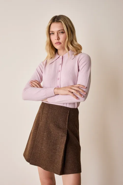 Polo in lana e cashmere con maxi colletto