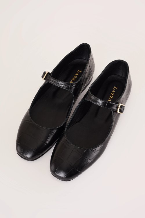 Croc-embossed Mary Janes