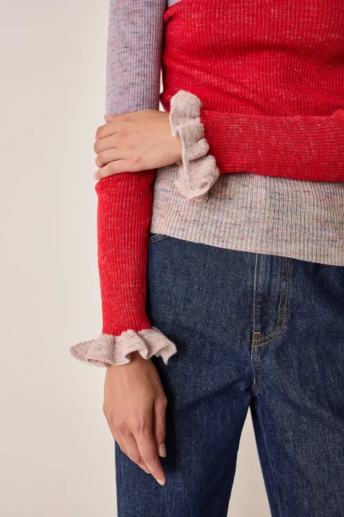 Maglia multicolor con volant