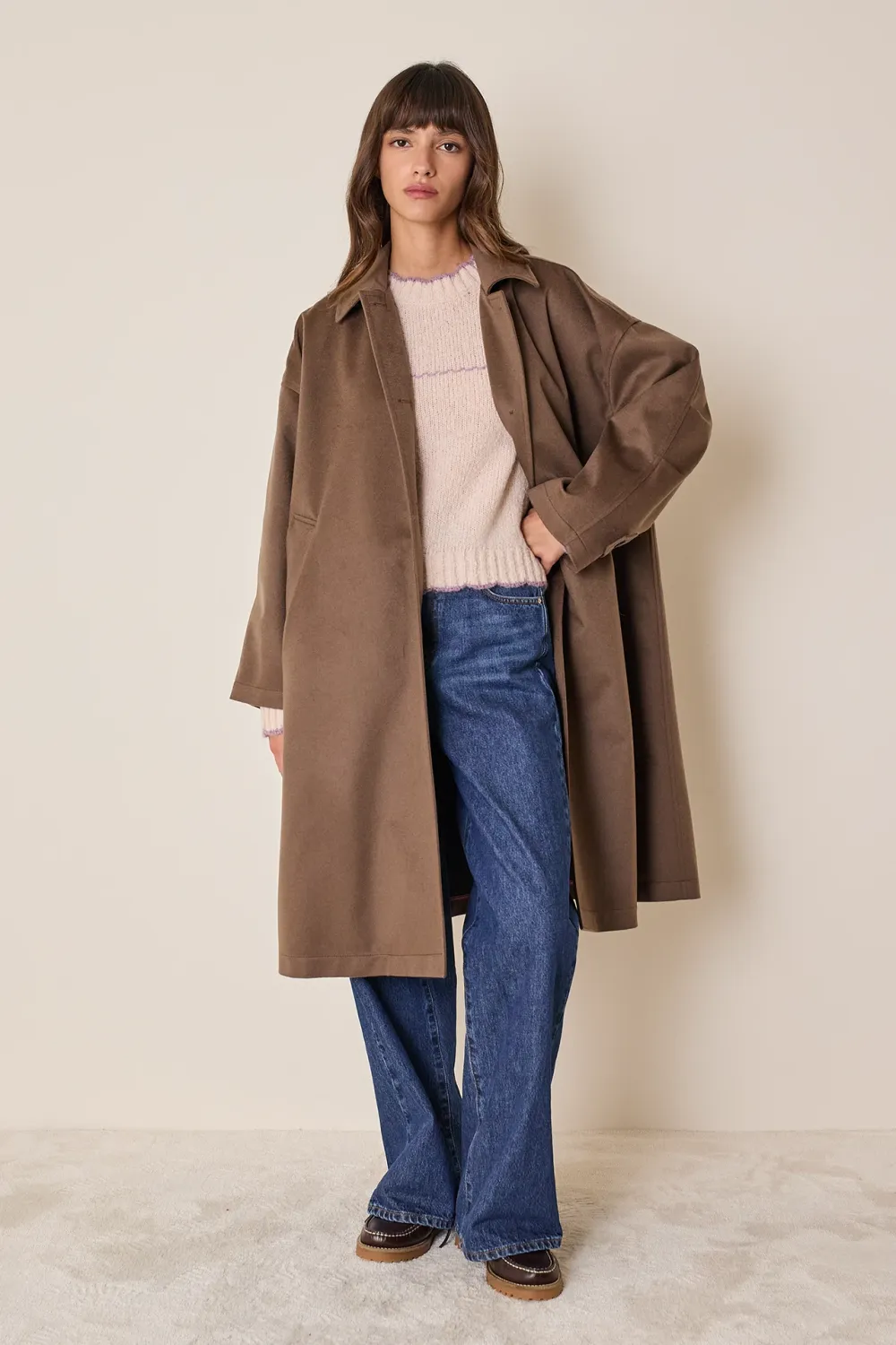 Cappotto in cashmere con interno spalmato
