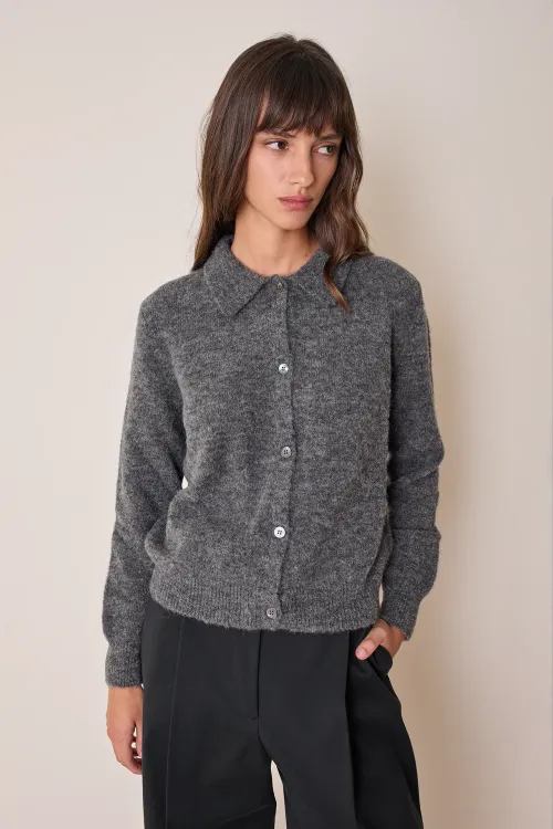 Cardigan con colletto a polo