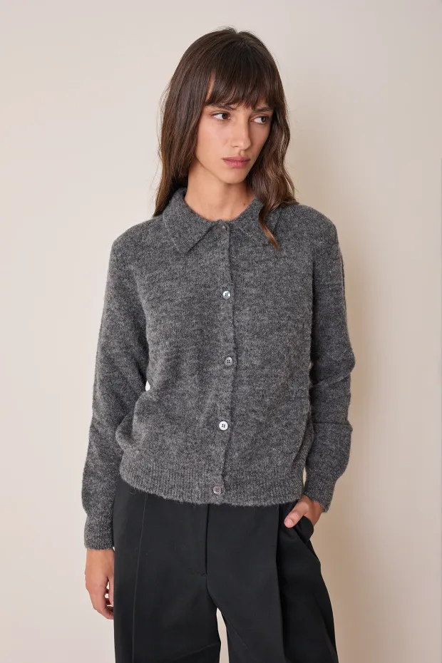 Cardigan con colletto a polo